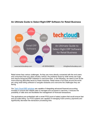 An Ultimate Guide to Select Right ERP Software for Retail Business