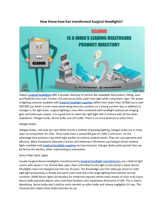 How Know-how has transformed Surgical Headlights?