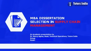 MBA dissertation selection in Supply Chain Management