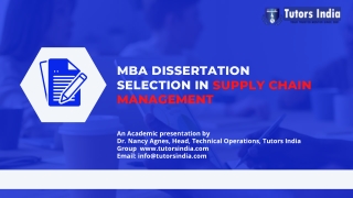 MBA dissertation selection in Supply Chain Management (2)