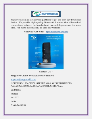 Spy Bluetooth Device | Kspyworld.com.