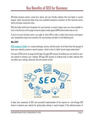 Key Benefits of SEO for Business