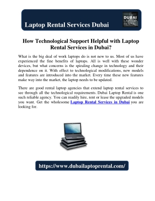 How Technological Support Helpful with Laptop Rental Services in Dubai?