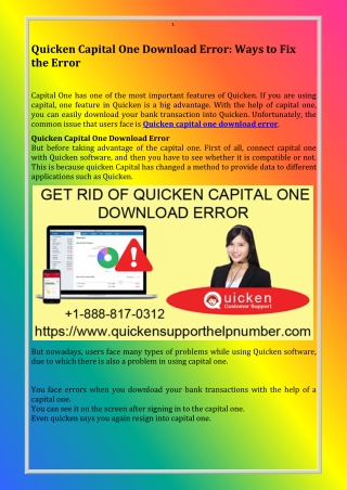 Quicken Capital One Download Error