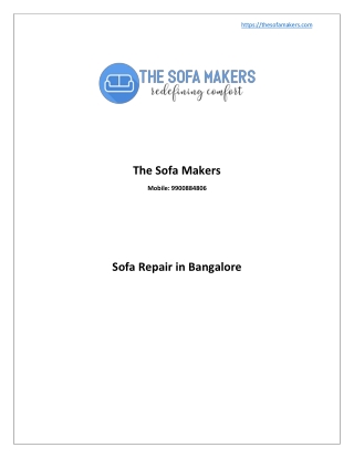 Sofa Repair in Bangalore