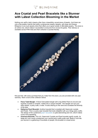 Ace Crystal and Pearl Bracelets like a Stunner with Latest Collection Blooming i