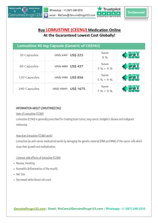 #1 Global Online Pharmacy to Buy Lomustine Online