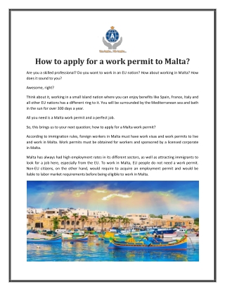 How to apply for a work permit to Malta
