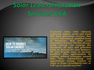 Solar Lead Generation Services USA