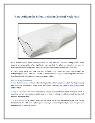 How Orthopedic Pillow helps in Cervical Neck Pain