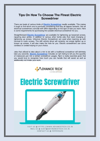 Tips On How To Choose The FInest Electric Screwdriver