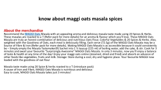 know about maggi oats masala spices