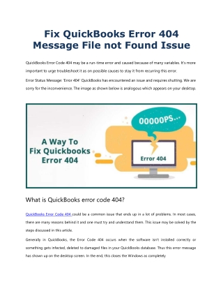 How to Fix QuickBooks Error 404 (page not found)?