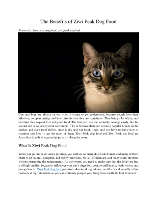 The Benefits of Ziwi Peak Dog Food