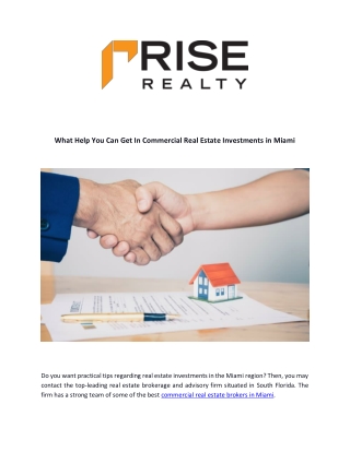 What Help You Can Get In Commercial Real Estate Investments in Miami