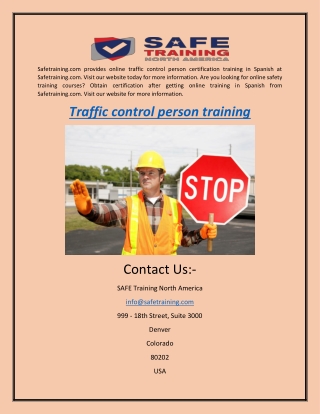 Online Traffic Control Person Certification Training