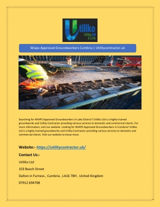 Wiaps Approved Groundworkers Cumbria | Utilitycontractor.uk