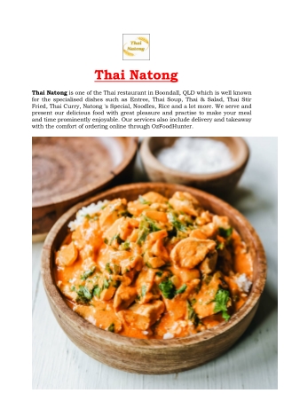 5% Off - Thai Natong Restaurant Menu Boondall, QLD