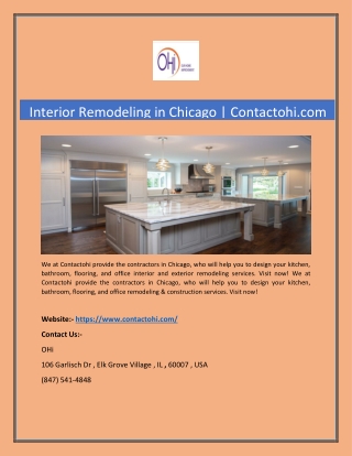 Interior Remodeling in Chicago | Contactohi.com