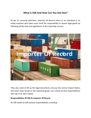 What is IOR And How Can You Get One