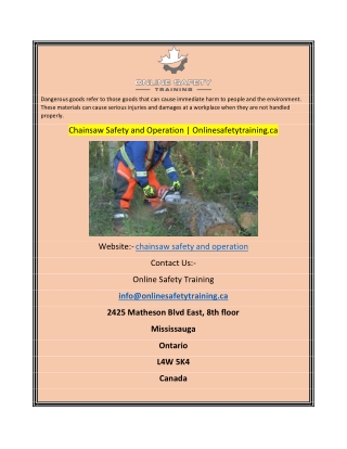 Chainsaw Safety and Operation  Onlinesafetytraining.ca