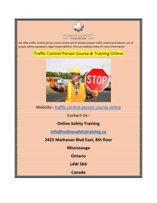 Traffic Control Person Course & Training Online