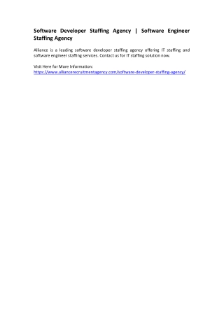 Software Developer Staffing Agency - Software Engineer Staffing Agency
