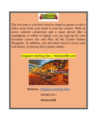 Singapore Betting Sites  Maxbook88.com