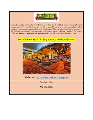 Best Online Casinos in Singapore  Maxbook88.com