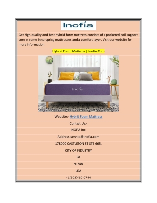 Hybrid Foam Mattress Inofia.Com