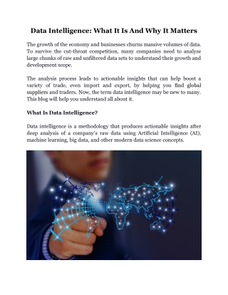 Data Intelligence What It Is And Why It Matters