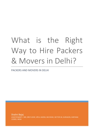 What is the Right Way to Hire Packers & Movers in Delhi?