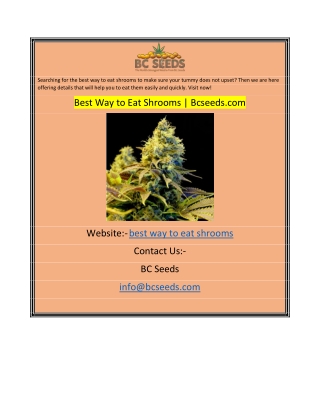 Best Way to Eat Shrooms Bcseeds.com