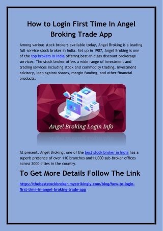 How to Login First Time In Angel Broking Trade App