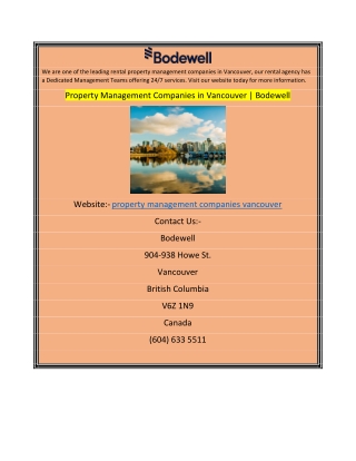 Property Management Companies in Vancouver  Bodewell