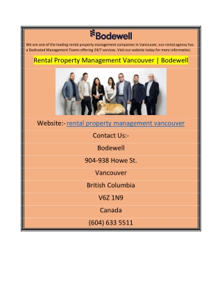 Rental Property Management Vancouver Bodewell