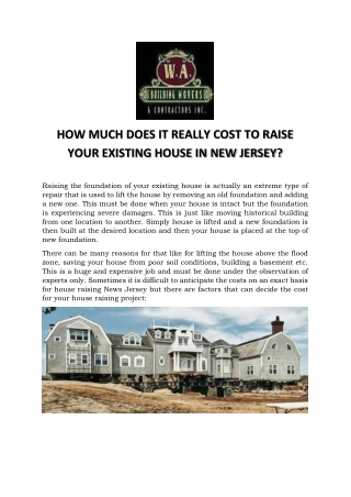 How much does it really cost to raise your existing house in New Jersey