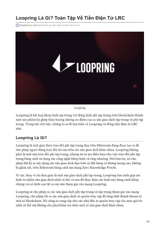 Loopring Là Gì? Toàn Tập Về Tiền Điện Tử LRC