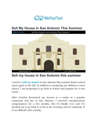 Sell My House in San Antonio This Summer