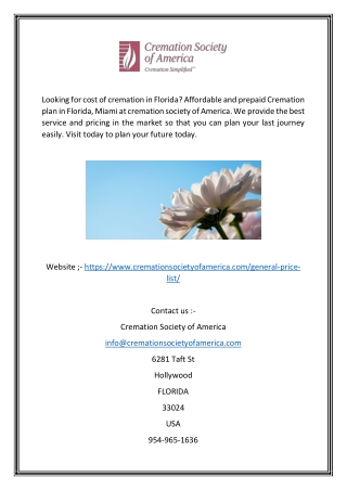 Affordable and Prepaid Cremation Plan in Florida