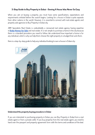 3-Step Guide to Buy Property in Dubai - Owning A House Was Never So Easy