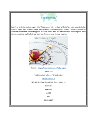 Indian Customs Export Data | Tradeimex.in