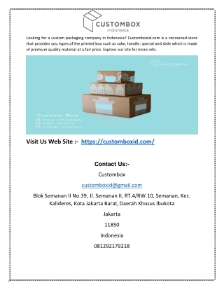 Packaging Online Store | Customboxid.com