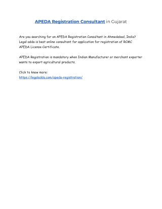 APEDA Registration Consultant in Gujarat