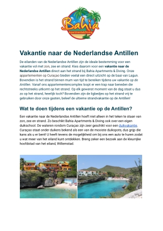 Bahia Apartments & Diving - Vakantie Nederlandse Antillen