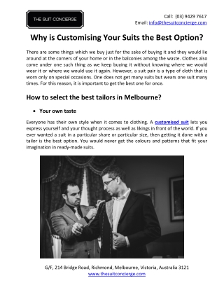 Why is Customising Your Suits the Best Option?