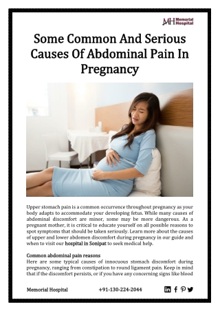 Some Common And Serious Causes Of Abdominal Pain In Pregnancy