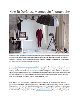 How To Do Ghost Mannequin Photography