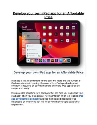 Develop your own iPad app for an Affordable Price