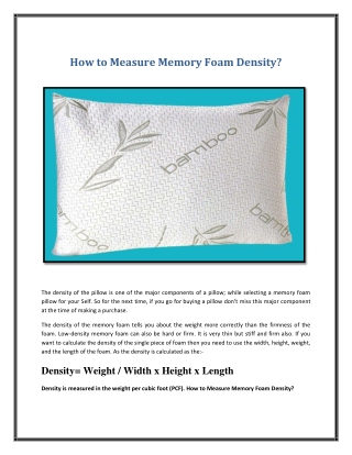 How to Measure Memory Foam Density